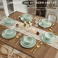 thumbnail image 3 of Vesteel 18-Piece Dinnerware Set, Ceramic Plates and Bowls Set for 6, Speckled Stoneware Dishes Set for Family, Microwave & Dishwasher Safe - Light Green, 3 of 10