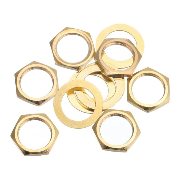 Uxcell Guitar Nuts and Washers 3/8" Guitar Input Output Jack Socket Nuts Gold for Guitar Bass 6 Set