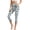 Bohemian Flower Tribal Print Blue, variant on Pink Gradient Women’s Workout Capri Leggings with Pockets, Stretch Breathable Squat Proof Workout Leggings, High Waisted Gym Athletic Crop Yoga, M