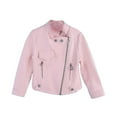 thumbnail image 2 of Odeerbi 4-13Y Kids Girls Leather Jacket Winter Coat Spring And Fall Lapel Leather Zipper Long-sleeved Jacket Baby Clothes Pink, 2 of 7