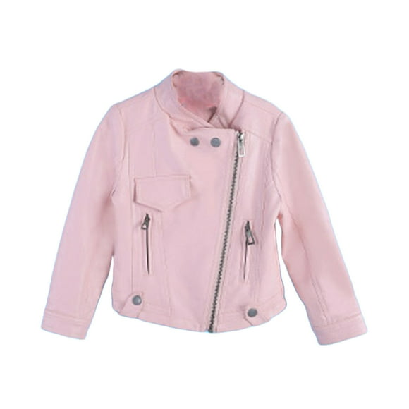 4-13 Years Old Spring And Fall Lapel Leather Jacket Zipper Leather Jacket Long-sleeved Jacket