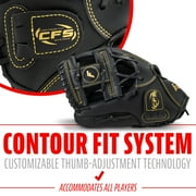 Franklin Sports Field Master Baseball + Softball Glove, 11 in, Black/Gold, Left Hand Throw