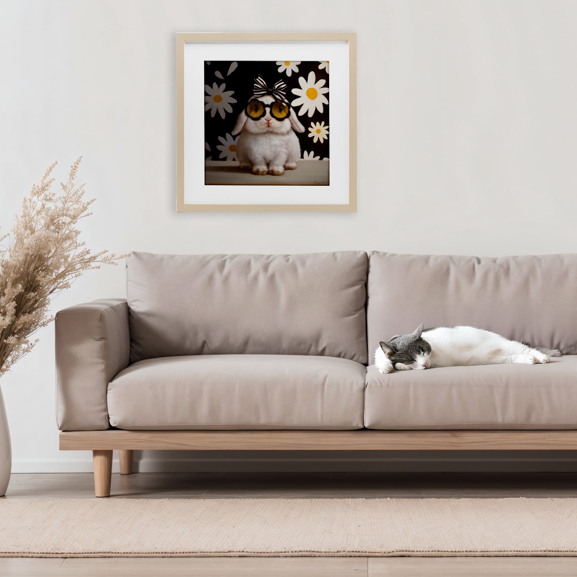 Stupell Industries Boopsie Daisy Bunny Birch Framed Print Under Glass, design by Lucia Heffernan