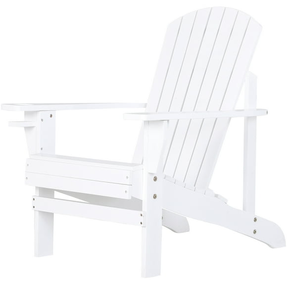 Outsunny Classic Adirondack Chair with Cup Holder for Backyard White