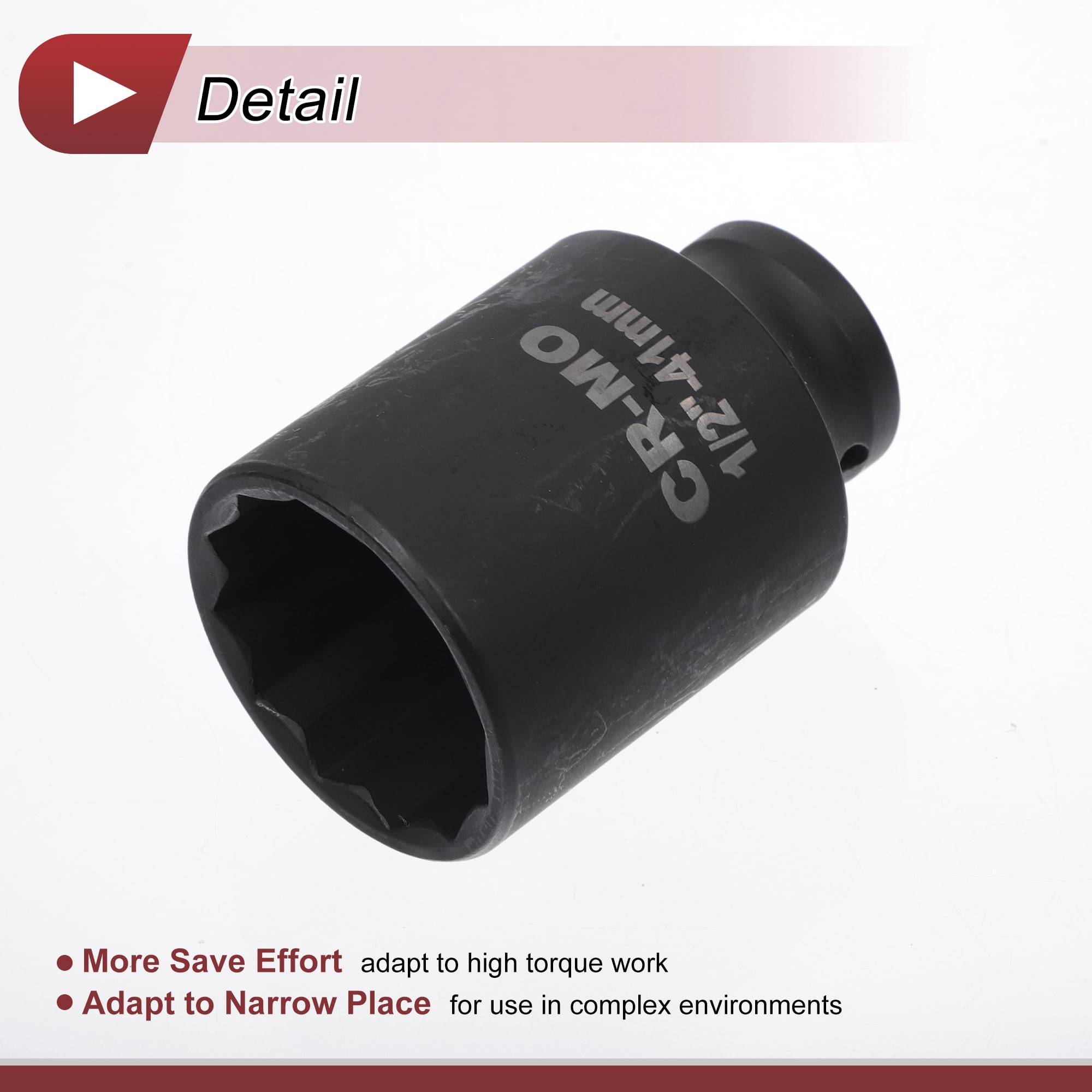 Unique Bargains 1 Pcs Impact Socket Tool 78mm Black High Carbon Steel 12 Point 41mm