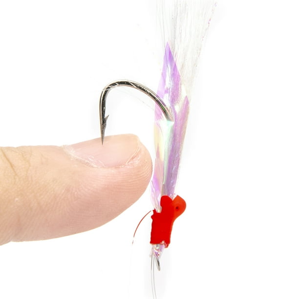 10Pcs Dressed Feathered Treble Fishing Hooks Carbon Steel Barbed Sharp  Triple Fishhook Sea Accessories With Feather