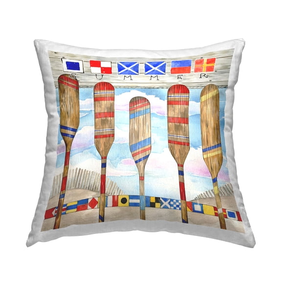 Stupell Industries Maritime Summer Paddles Decorative Printed Throw Pillow Design by Ronnie Rooney.