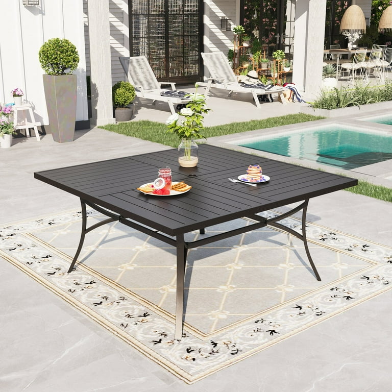 Sophia William Metal 60 x 60 Patio Outdoor Square Dining Table for 8 Black