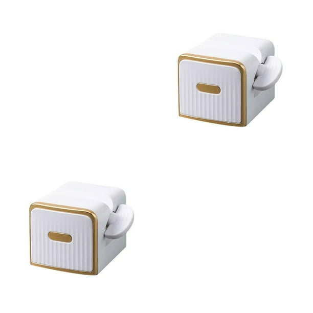 Bewildely Exprimidor de tubo de de montado en la pared Dispensador multiusos Cosméticos Soporte rodante Baño Aseo Hotel Blanco Blanco 2piezas