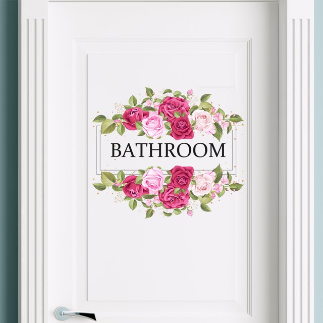 Adhesivos de pared florales para baño, elegante diseño de rosas