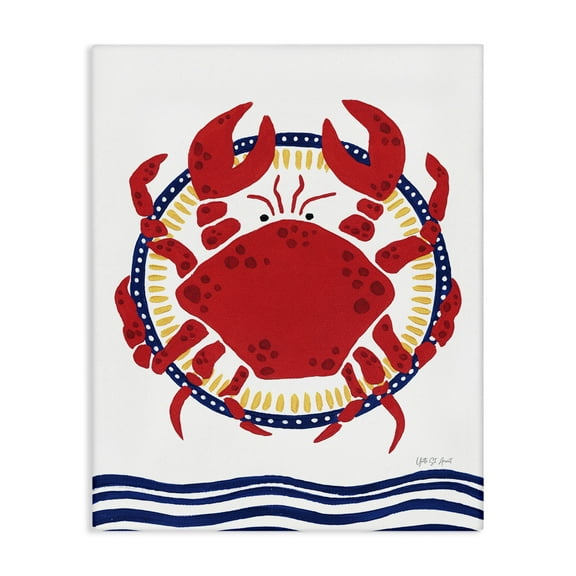 Stupell Industries Kitschy Coastal Crab Animals Painting Wrapped Canvas Art Print Wall Art, 16 x 20