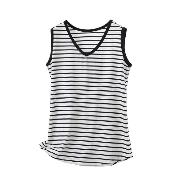 HappyYEE Stripe Tank Tops for Women's 2026 Summer V-Neck Sleeveless Tops Regular Fits Soft Comfy Tank Tops Daily Wear,Black,XXL