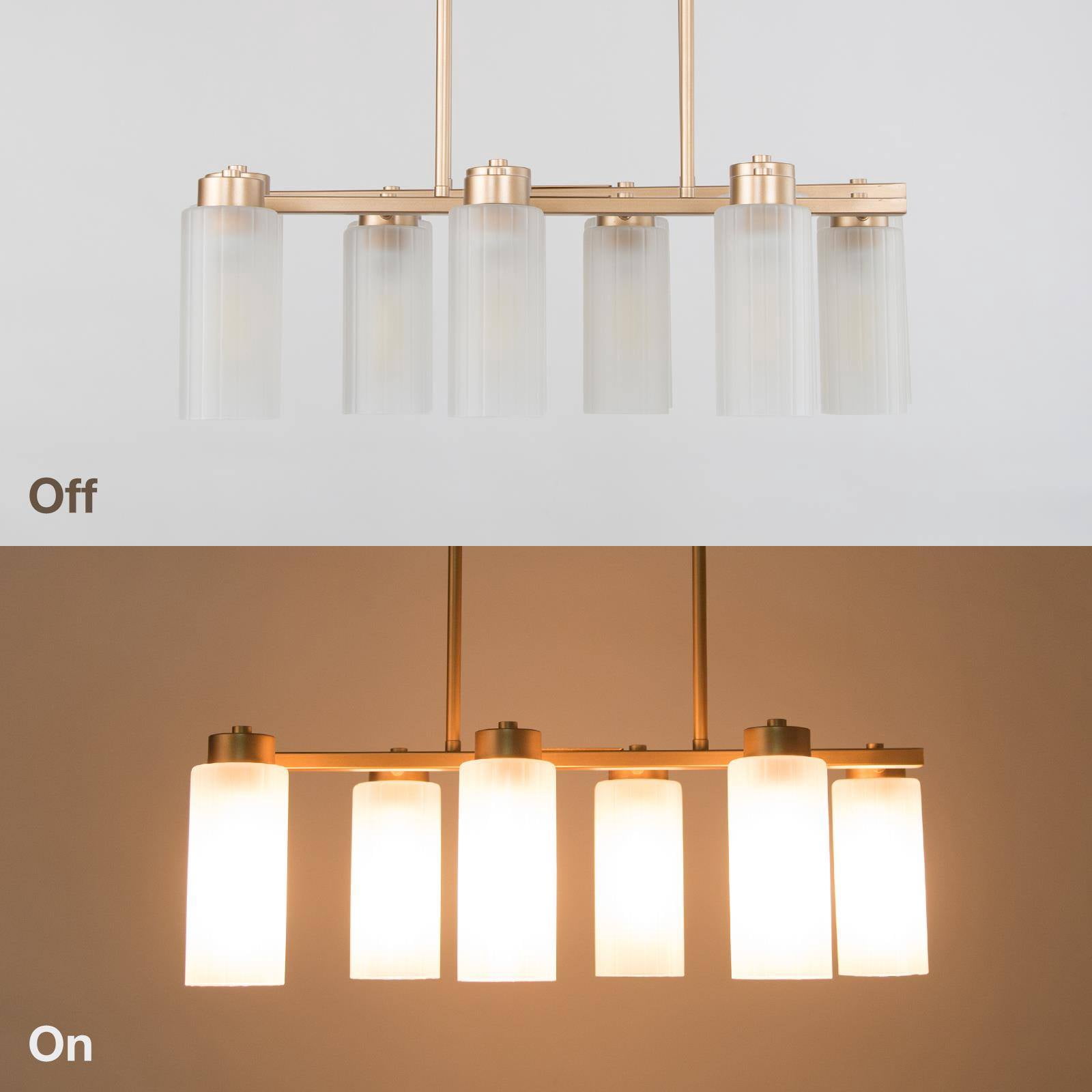 LNC Layla 6 -Light Matte Gold Modern/contemporary Frosted glass Linear Medium Hanging Kitchen Island Light