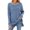 Blue, variant on Women's Knit Ribbed Sweaters Blouses Long Sleeve Round-Neck Side Slit Shirts Solid Color Casual Basic Tops