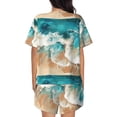 thumbnail image 6 of Balery Ocean Wave Crash Pattern Womens Pajama Sets 2 Piece Soft Short Sleeve Top and Shorts Sleepwear Round Neck Pjs Lounge Set with Pockets-4X-Large, 6 of 7