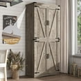 thumbnail image 6 of ChVans 71" Tall Farmhouse Kitchen Pantry with Adjustable Shelves, 5 Layers Pantry Storage Cabinet with Load-Bearing Steel Pipe & 4 Barn Doors for Kitchen, Dining Room, Living Room, (Oak-71"), 6 of 6