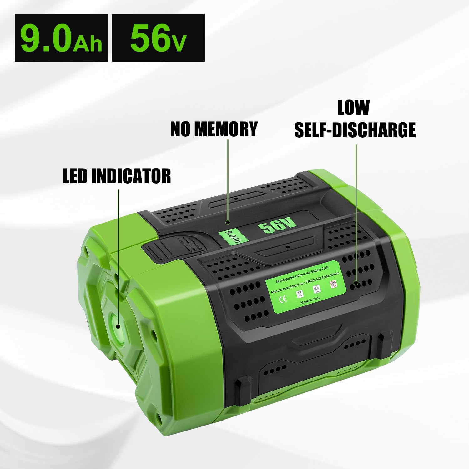 BA4200T 9.0Ah Replacement for EGO 56V Battery 56 Volt Battery Power+ Tools BA1400T BA2800 BA2800T BA4200