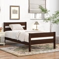 thumbnail image 5 of PORKISS Twin Size Bed Frame for Kids, Wood Bed Frame with Headboard/Footboard for Teens Boys Girls, No Box Spring Needed, Espresso #2, 5 of 10