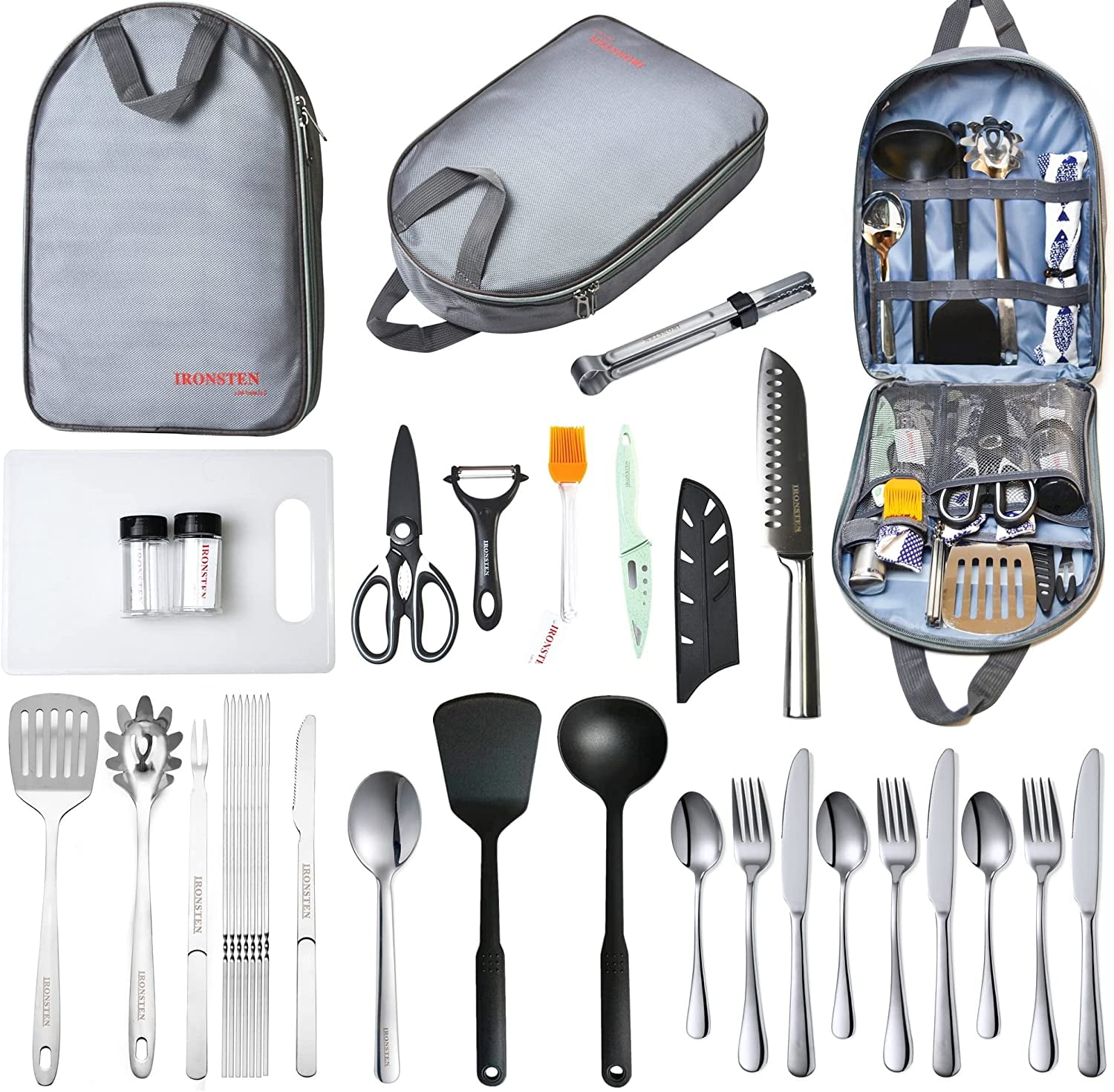 Extremus 13 Pcs Camp Kitchen Cooking Utensil Set Cookware Kit - Travel  Organizer Grill Accessories Portable Compact Gear for Backpacking BBQ  Camping