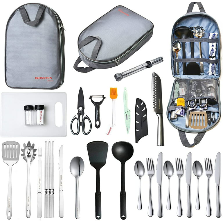 M MCIRCO Camping Cooking Utensils Set Camp Kitchen Equipment Portable  Picnic Cookware Kit Bag Campfire Grill Utensil Gear Essentials Gadgets  Accessories for RV Car, Tent Campers, Outdoor Picnics BBQ 