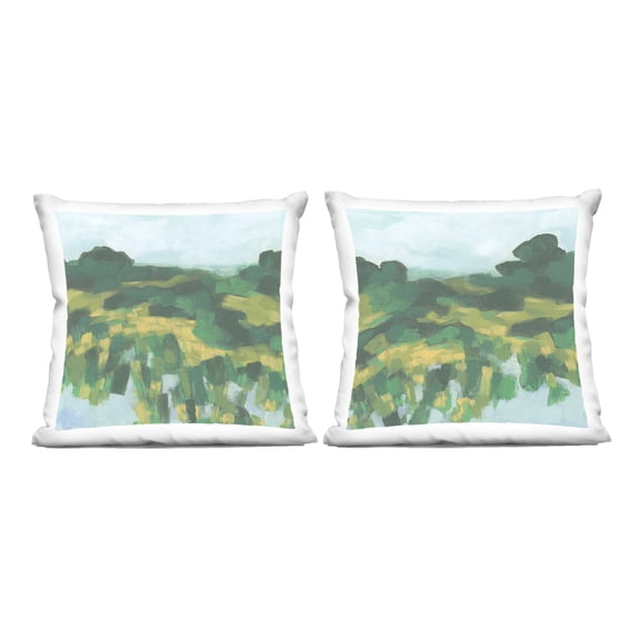 Stupell Industries Reflecting Green Nature 18" x 18" Landscape & Nature Print Polyester Decorative Pillow Set, Zip Closure 2 Count