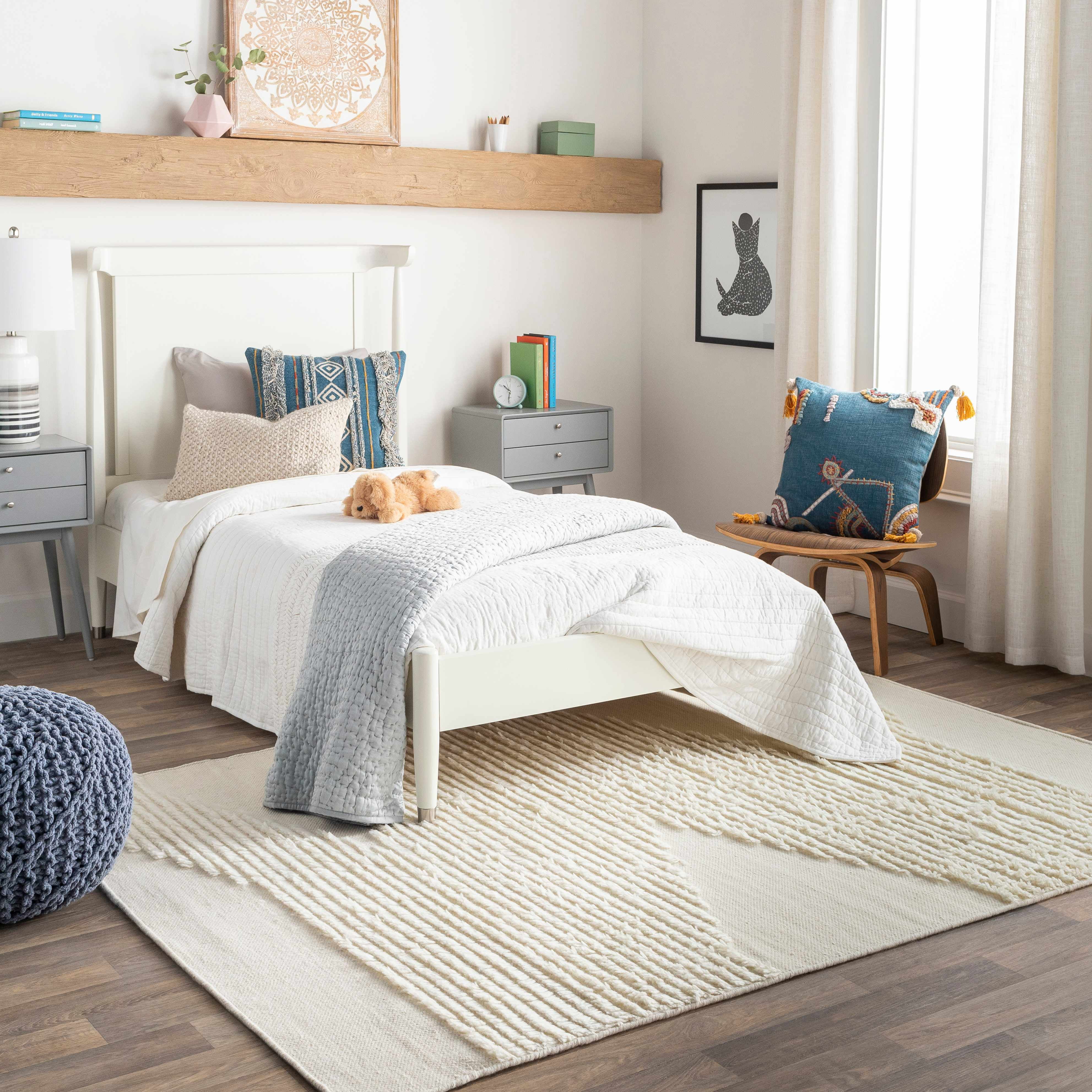 Hauteloom Wood Modern Moroccan Farmhouse Living Room Bedroom Area Rug