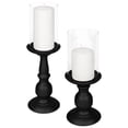 thumbnail image 4 of Koyal Wholesale Matte Black Metal Pillar Candle Holders | Rustic Candle Holder, Hurricane Glass Included, Set of 6, 4 of 5