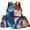 Fire & Ice Wolf, variant on HUIACONG Fire & Ice Wolf Kids Backpack for Boys & Girls, Lightweight Daily Bookbag with Lunch Box, Pencil Case and Insulated Water Bottle Sleeve, Practical 4PCS Backpack Set for Students Ages 10-12