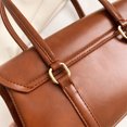 thumbnail image 3 of Bolso de mano de cuero para mujer, bolso informal con solapa, bolso de viaje con doble asa, 3 of 9