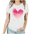 thumbnail image 3 of Itsame Short Shirt Sleeved for Womens Heart Printed T-Shirt Tops Round Neck T Shirt White Size S, 3 of 8