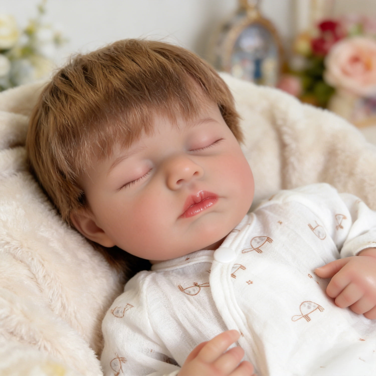 iCradle Realistic Newborn Baby Dolls Girl  Adorable Real Looking Reborn Baby Dolls 19 Inch 46cm Cuddly Asleep Lifelike Reborn Baby Doll Soft Cloth Body Rooted Hair Toys or Gifts for Kids Ages 3+