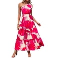 thumbnail image 1 of Vestido PRETTYGARDEN Maxi Floral Rojo y Blanco con Hombro Descubierto Talla L, 1 of 6