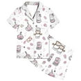 thumbnail image 2 of Odeerbi 2-12 Years Kids Boys Girls Summer Satin Pajamas Notched Lapel Short Sleeve Shirts Shorts Set Soft Loungewear Cute Print Sleepwear Silk Pajama Set Kids Boys Girls Clothes, 2 of 5