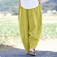 thumbnail image 6 of Kmdttou Womens Summer 3/4 Pants Flowy High Waisted Loose Casual Lounge Pant Cotton And Linen Leisure Waist Leisure Solid Color Pocket Casual Pants, 6 of 8