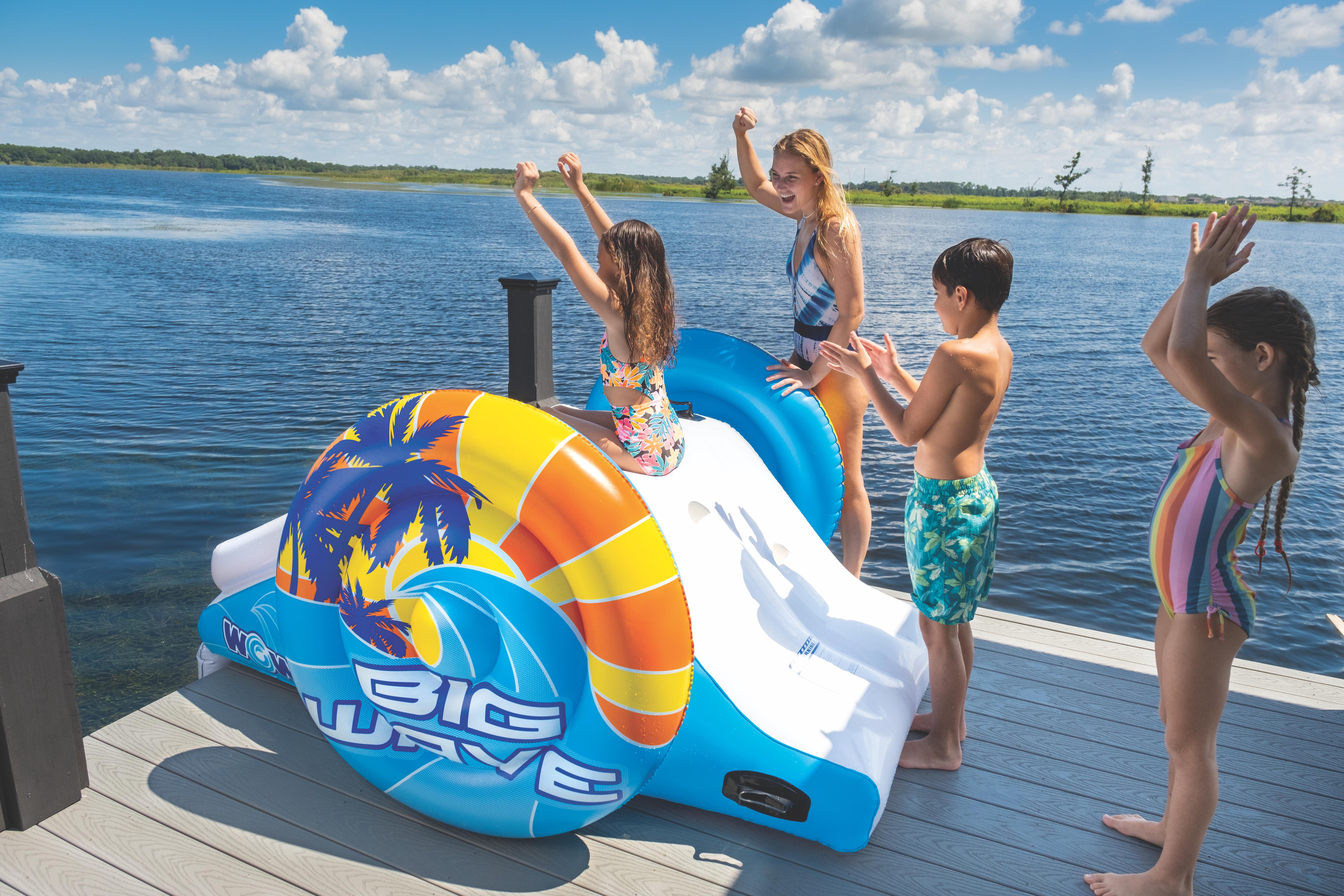WOW SPORTS Big Wave Pool, Dock Slide, Backyard, Inflatable, Portable,