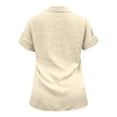 thumbnail image 5 of DondPO Tshirts Shirts for Women Short Sleeve Shirts Summer New Ladies Loose Blouses Cotton And Lapel Rolled Short Sleeve Button Shirt Tee Shirt Womens Tops Business Casual Tops Khaki XL, 5 of 5