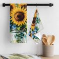 thumbnail image 3 of Sunflower Kitchen Towel Dish Cloths Set of 3, Microfiber Soft Kitchen Hand Towels, Retro Country Garden Floral Blue Wildflower Absorbent Quick Drying Dishcloths 18 x 28 Inches, 3 of 8