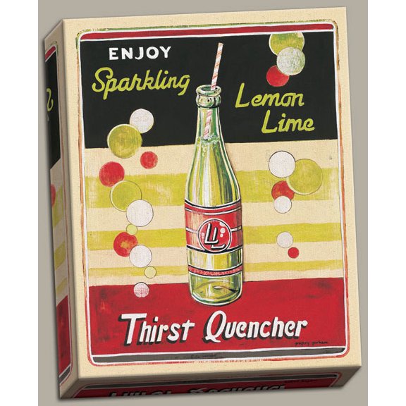 Vintage 50's Style Lemon Lime Soda Ad; One 11x14 Hand-Stretched Canvas