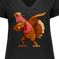 thumbnail image 4 of Inktastic Dabbing Turkey Thanksgiving Women's Plus Size V-Neck T-Shirt, 4 of 5