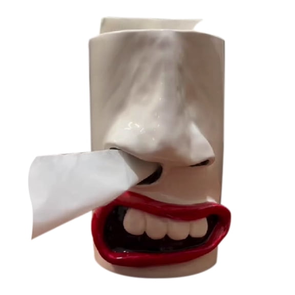 Creative Tissue Box Cover Mouth Nose Tissue Box Dispenser Funny Resin Facial Paper Dispenser for Bedroom Night Stands Desks