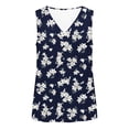 thumbnail image 6 of Women's Sleeveless V Neck White Floral Print Tank Tops Casual Summer Loose Fit Blouses Tunic Shirts for Beach Daily, 6 of 6