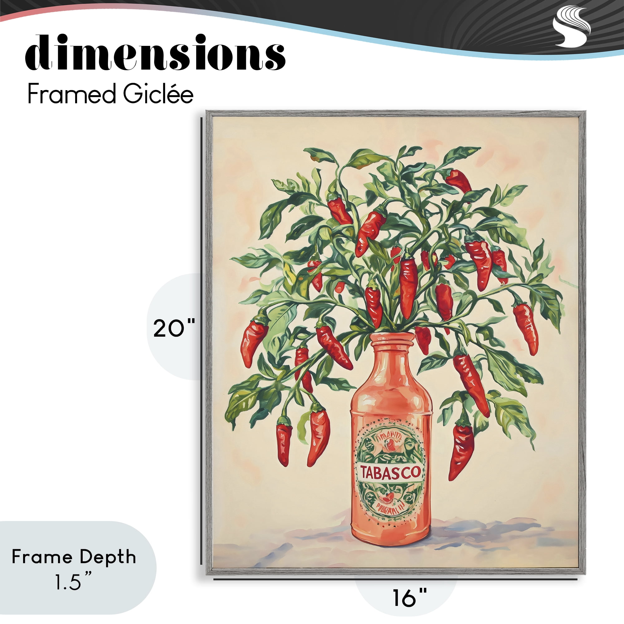 Stupell Industries Chili Peppers in Hot Sauce Vase Gray Framed Giclee Art, design by The Prints Vibe