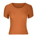 thumbnail image 4 of Blusa superior sexy de manga corta sólida con cuello redondo de verano para mujer con estilo OAVQHLG3B Store lin121212, 4 of 5
