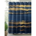 thumbnail image 2 of Fsddascl Blue Gold Coastal Shower Curtain Set - Extra Long 72" x 96" Washable Bathtub Curtain with 12 Hooks, Summer Modern Ocean Wave Waterproof Fabric Stall Shower Curtains for Bathroom/Bathtub, 2 of 6