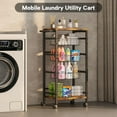 thumbnail image 4 of 5-Tier Snack Organizer Cart with 3 Height Adjustable Pull-Out Baskets and 2 Storage Shelves, Utility Kitchen Organizer and Storage Cart with Convenient Handle for Fruit Potato Onion Vegetable Snack, 4 of 7