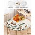thumbnail image 3 of Fitted Round Tablecloths Table Covers 36-44in,Thanksgiving Day Fall Botanical Leaves Waterproof Elastic Edged Table Cloth for Kitchen Dining Holiday Party Tables,Watercolor Foliage on Faint Yellow, 3 of 6