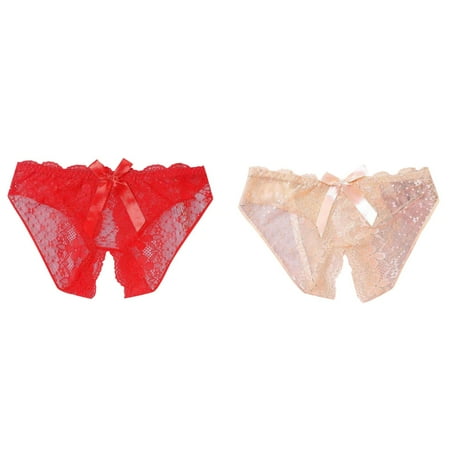 (2-Pack) 2025 New Lace Low Waisted Plus Size Silk Panties Underwear for Women with Seamless Underwear Women Bikini Pack High Value Be Careful of Machine Opening Crotch Triangle