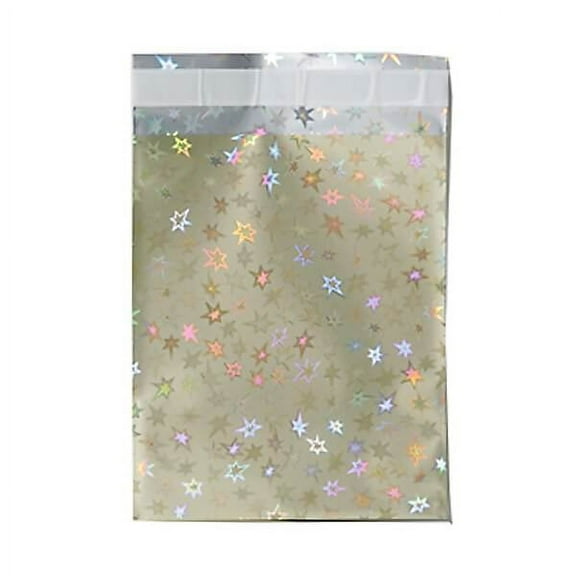 JAM Paper 6 1/4 x 7 7/8 Peel & Seal Foil Envelopes, Gold Stars, 25/Pack