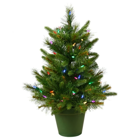 Vickerman 24" Cashmere Pine Artificial Christmas Tree, Multi-Colored Dura-Lit® LED Lights