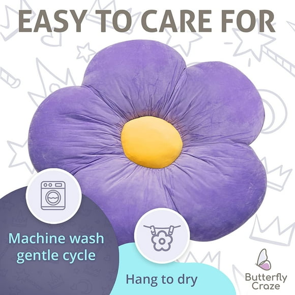 Daisy Lounge Flower Pillow, Cozy & Stylish Floor Cushion, Perfect Seating Solution for Teens & Kids, Machine Washable Aesthetic Decor, Plush Microfiber, Purple Best Gift for Friends Kids Adult Birth